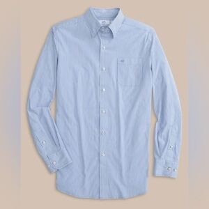 Southern tide Charleston Granby Stripe Long Sleeve Sport Shirt large blue white